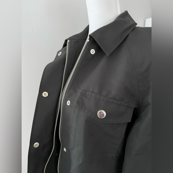 Lauren Ralph Lauren Women’s Poly Jacket Lamb Leather Trim Zip Black Size Medium - Picture 3 of 12